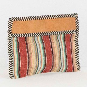 Clutch Bag Jute Cotton with goat leather